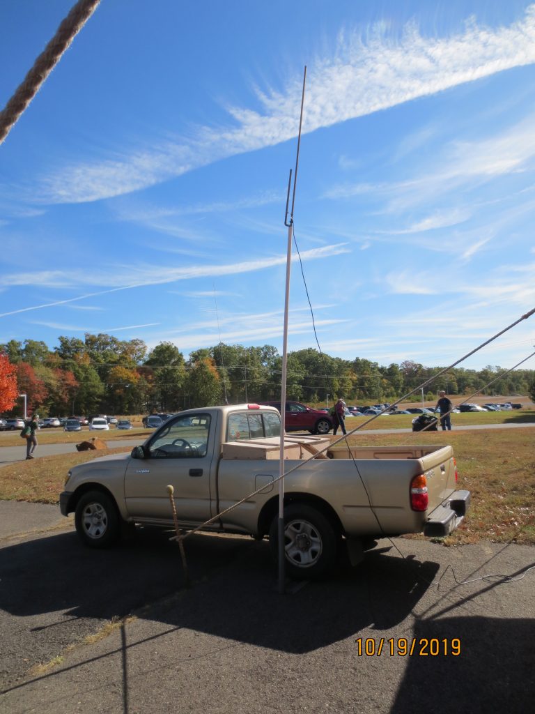 2 meter J-pole on mast mounted on Al, KB4BHB'S truck