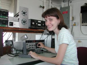 VP-2020-08-An amateur radio operator, Yvette Cendes, KB3HTS, at station W8EDU, 2005-Wikipedia