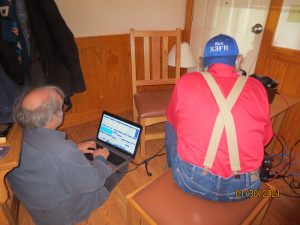 Ron K3FR operating CW on his cootie key with John KG4NXT logging